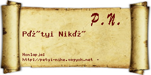 Pétyi Niké névjegykártya
